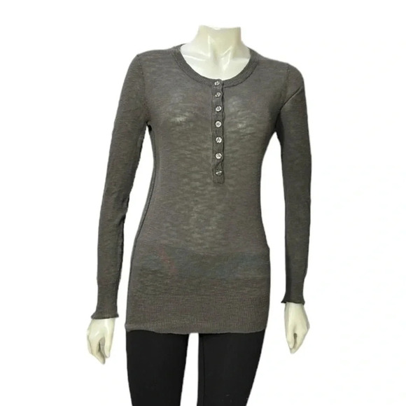 J. Crew Slub Linen-Cotton Henley Crewneck Long Sleeve Sweater Size Medium - Picture 1 of 11